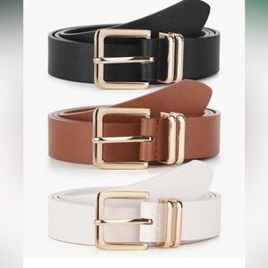 Elegant Black, Brown, and White Belt Set